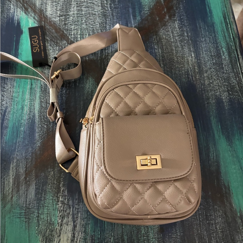 Tan Quilted Women's Sling Bag